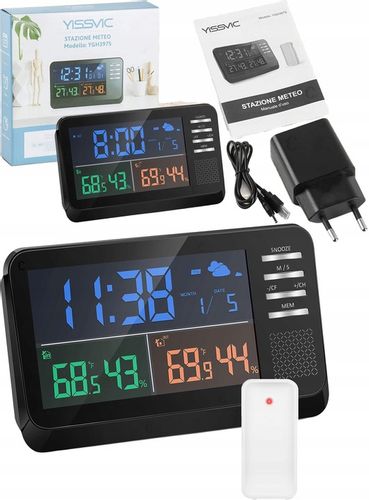 Bezprzewodowa Stacja Pogodowa Zegar Termometr Data na Arena.pl