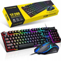 Zestaw Gamingowa Mechaniczna Klawiatura i Myszka Podświetlana RGB TF 200