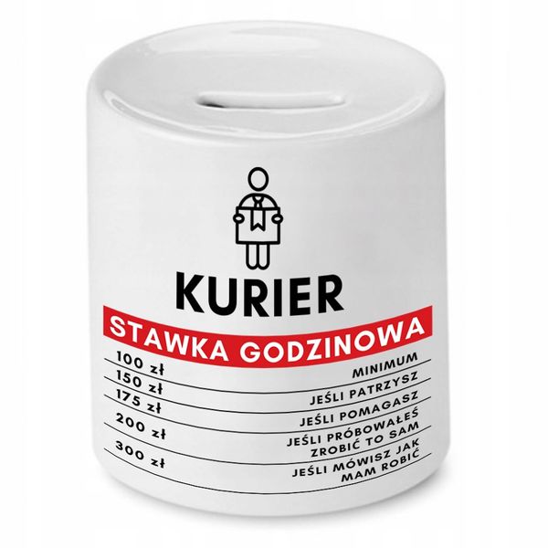 Skarbonka Dla Kuriera Kurier Stawka Godzinowa Z Nadrukiem Ze Zdjęciem zdjęcie 1