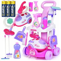 ZESTAW DO SPRZĄTANIA NA WÓZKU Z ODKURZACZEM DŹWIĘK MOP DLA DZIECI + BATERIE