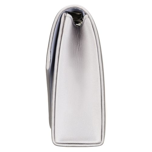 srebrna, mała kopertówka damska wykonana z tkaniny syntetycznej - rovicky na Arena.pl