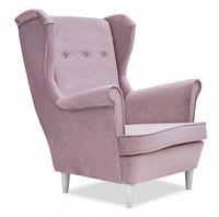 Fotel uszak ARI skandynawski Family Meble różowy brudny welur aksamit