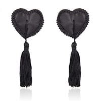 Nasutniki! Zaskocz Go W Sypialni! Heart Nipples Tassels Black