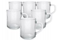 KUBEK SZKLANY Z UCHEM DO KAWY HERBATY PRZEŹROCZYSTY 250 ML X 6 SZT