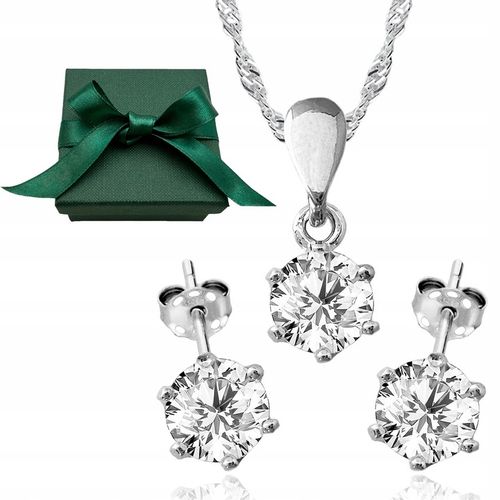 KOMPLET BIŻUTERII SREBRNEJ CYRKONIE dla NIEJ NA PREZENT SREBRO PRÓBA 925 na Arena.pl