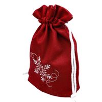 Woreczek Świąteczny Bawełniany 15×20 cm Bordowy z Haftem Śnieżynka