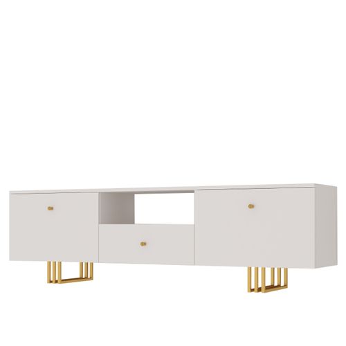 SZAFKA RTV KLARA 150 KASZMIR BEŻ ZŁOTY nogi metal salon na Arena.pl