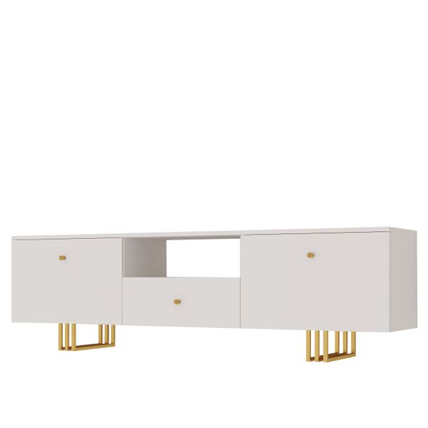 SZAFKA RTV KLARA 150 KASZMIR BEŻ ZŁOTY nogi metal salon zdjęcie 3