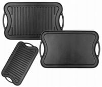 Płyta ŻELIWNA Grillowa na OGNISKO Grilla Patelnia Grill Dwustronna 42x25 cm