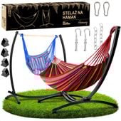 Stelaż na hamak czarny 2w1 + hamak + krzesło brazylijskie