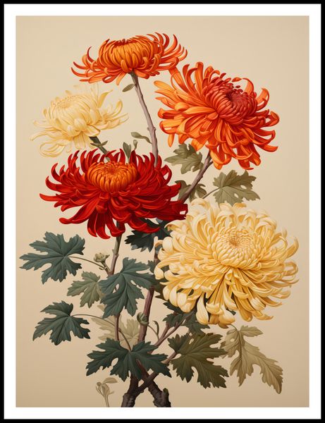 Plakat 75x100cm Tańczące Chryzantemy zdjęcie 3