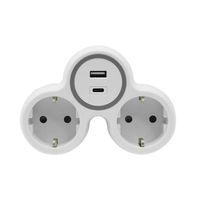 Rozgałęźnik wtyczkowy 2x gniazdo 230V Schuko 2x USB szaro-biały