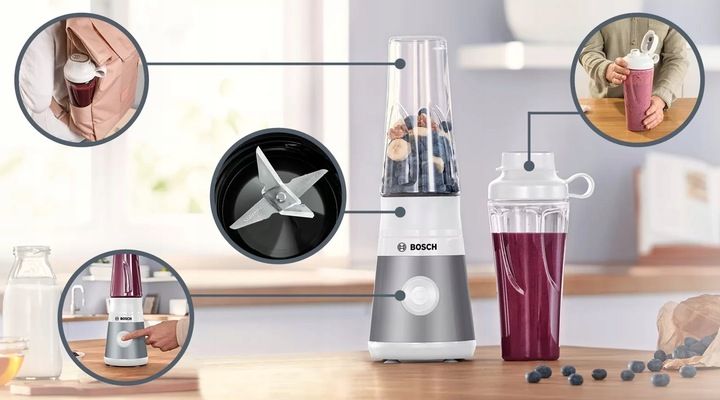Blender kielichowy Bosch MMB2111T 450W Stalowe ostrze Butelka ToGo Sportowy zdjęcie 13