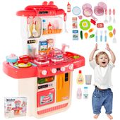 Duża Różowa Kuchnia z Parą i Akcesoriami Efekty Światło Dźwięk