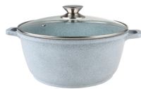 OKRĄGŁY GARNEK MARMUROWY 26cm 5,5L Z POKRYWĄ NA INDUKCJE GAZ GARNEK SZARY