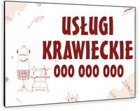 TABLICZKA REKLAMOWA szyld z dibondu nadruk 40x30 cm USŁUGI KRAWIECKIE