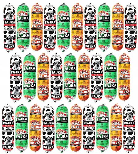 Karma dla psa mokra baton Bajka 80% i 90% mięsa mix smaków 1kg - 29 sztuk na Arena.pl