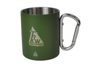 Kubek aluminiowy z karabińczykiem, logo, grawer 250ml 1szt. zielony