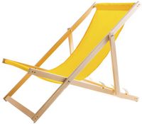 LEŻAK PLAŻOWY OGRODOWY DREWNIANY SKŁADANY WOODOK ŻÓŁTA TKANINA