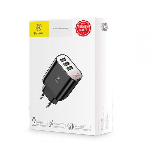 BASEUS MIRROR LED 3-PORT NETWORK CHARGER BLACK na Arena.pl
