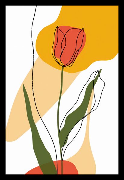 Plakat 20x30cm Przerysowany Tulipan zdjęcie 2