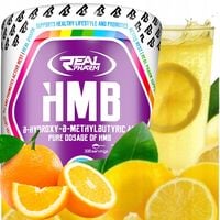 HMB na rzeźbę MIĘŚNIE SIŁA WYTRZYMAŁOŚĆ Real Pharm HMB 300g ORANGE LEMON