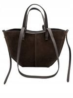 Torebka damska VERA PELLE SHOPPERKA skóra ZAMSZ BRĄZOWA