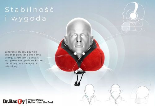 Poduszka podróżna na szyję Dr.Bacty + Gratisy - Czerwona na Arena.pl