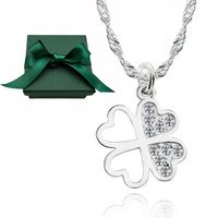 Naszyjnik srebrny 925 koniczynka i cyrkonie idealny prezent dla niej 45 cm