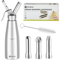 SYFON DO BITEJ ŚMIETANY ZE STALI NIERDZEWNEJ 1L + 50 NABOI N2O ZESTAW HENDI
