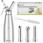 SYFON DO BITEJ ŚMIETANY ZE STALI NIERDZEWNEJ 1L + 50 NABOI N2O ZESTAW HENDI