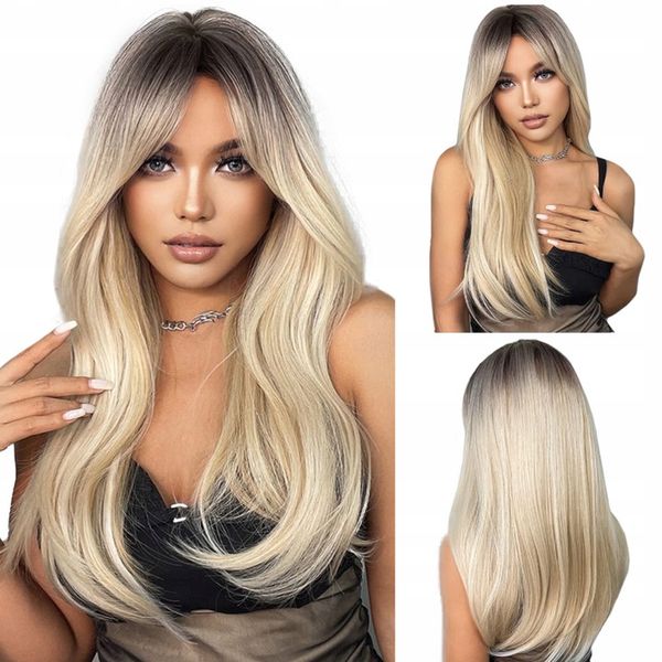 Peruka Blond Ombre Długa Naturalny zdjęcie 2