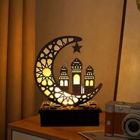 Drewniana lampa LED dekoracja półksiężyc