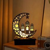 Drewniana lampa LED dekoracja półksiężyc