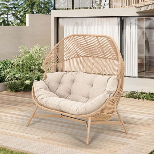 FOTEL OGRODOWY DWUOSOBOWY HOLAND Z PODUSZKAMI BEŻOWY na Arena.pl