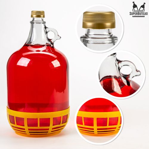 GĄSIOR 5 L - balon dama butelka na wino z zakrętką i koszykiem na Arena.pl
