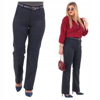 ELEGANCKIE SPODNIE DAMSKIE PROSTE NOGAWKI BAWEŁNIANE DUŻE ROZMIARY