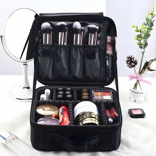 KOSMETYCZKA ORGANIZER KUFEREK NA KOSMETYKI DUŻA TORBA PODRÓŻNA CZARNA na Arena.pl