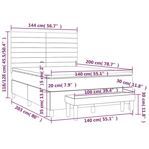 Łóżko kontynentalne z materacem, ciemnoszare, 140x200cm aksamit na Arena.pl