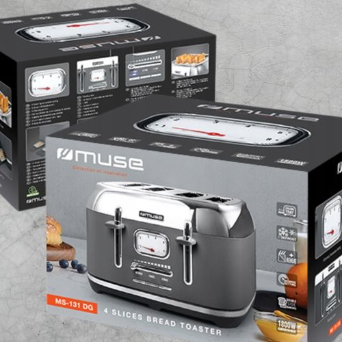 TOSTER OPIEKACZ RETRO DUŻA MOC 1800W NA 4 TOSTY SZARY/SREBRNY MUSE MS-131DG na Arena.pl