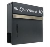 Skrzynka na listy wrzutnia z NUMEREM DOMU ADRESEM DRUK UV ANTRACYT