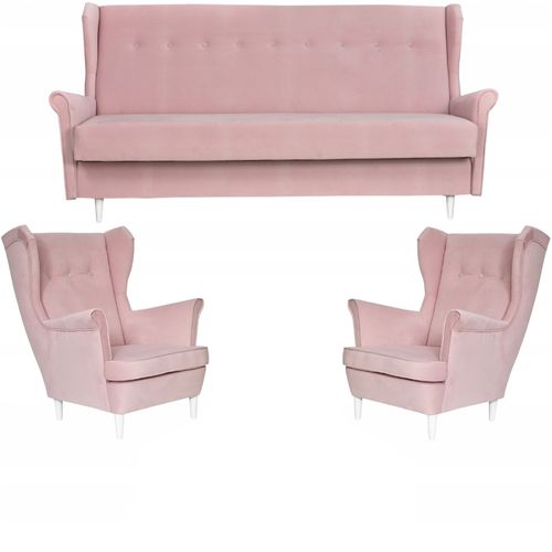 Zestaw Mebli Wypoczynkowych do salonu pudrowy róż ARI na Arena.pl