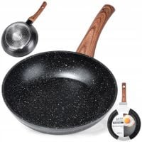 Patelnia Granitowa Nieprzywierająca 20 cm VILDE Black&Wood Indukcja
