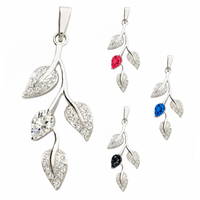 SREBRNY WISIOREK LISTKI Z CYRKONIAMI PRÓBA SREBRA 925 DOSTĘPNE RÓŻNE KOLORY