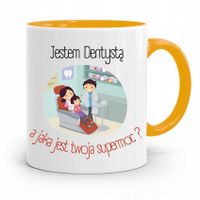 Kubek Żółty Prezent Dentysty A Twoja Supermoc? Z Nadrukiem Ze Zdjęciem