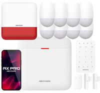 Zestaw Alarmowy WiFi 8x Czujka PIR 2x Kontaktron + Syrena Zew + Klawiatura