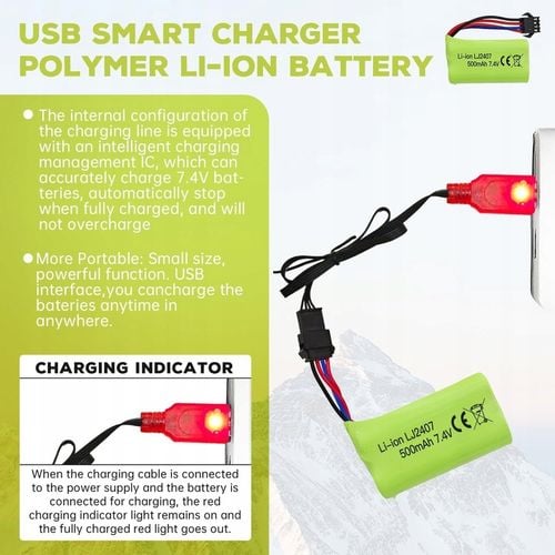 2 sztuki akumulatorów 7.4 V 500 mAh do EC16 DE85 do łodzi RC + ładowarka na Arena.pl