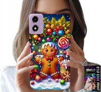 ETUI DO MOTOROLA MOTO E14 - PIERNIK, CUKIERKOWE WZORY ŚWIĘTA + SZKŁO