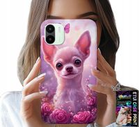 ETUI DO XIAOMI REDMI A1 - SŁODKA CHIHUAHUA NA RÓŻOWYM TLE KWIATAMI
