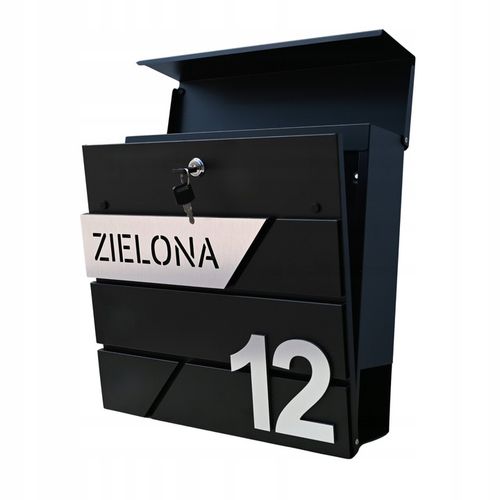SKRZYNKA POCZTOWA NA LISTY Z ADRESEM NUMER DOMU WZORY DUŻA CZARNA RAL na Arena.pl